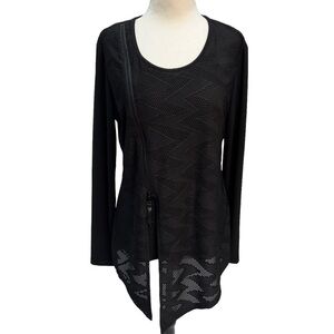 JOSEPH Ribkoff Black Long Sleeve Asymmetric Top Size 8